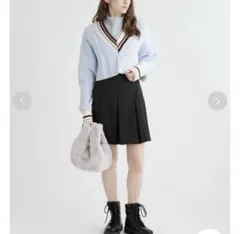 美品！FURFUR クロップド丈 ラインコットン セーター ブルー