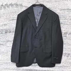 ウール100% チャコールグレー ストライプ テーラードジャケット B3 秋冬