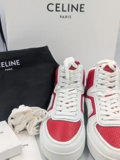セリーヌ　CELINE ハイカットスニーカー ホワイト/レッドのサムネイル