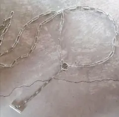 2wayオーバルチェーン、マンテル、シルバーサージカルステンレスロングネックレス