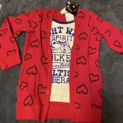 Boony Roomy 赤 ハート柄 カーディガン 110