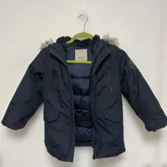 美品 ZARAキッズ ネイビー ダウンジャケット 120～130cm ファー付き