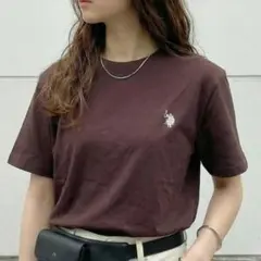 U.S. POLO ASSN. ワンポイントロゴ ブラウン 半袖 Tシャツ M