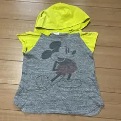 ミッキーマウス フード付き トップス 100cm グレー イエロー
