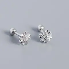 ピアス メンズ レディース つけっぱなし シルバー ジルコニア クロス ペア