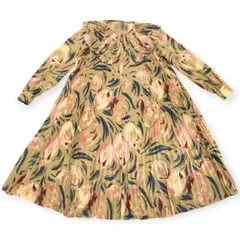 YUKIKO HANAI 花井幸子 長袖ワンピース 秋冬物 花柄 レトロ アートのサムネイル