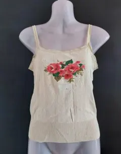 メトリーゼ 花柄刺繍 ラインストーン キャミソール アイボリー ベージュ