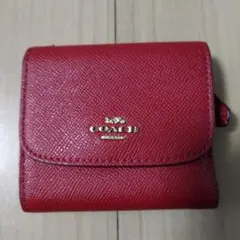 COACH　 三つ折り財布　赤