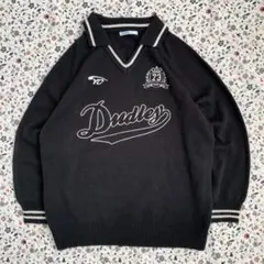 ems ニットポロ 長袖 ブラック 刺繍ロゴ　レトロ　かわいい　古着