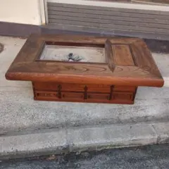 美品　囲炉裏　欅　けやき　漆　うるし　座卓　火鉢　ローテーブル　古民家 美品 囲炉裏 欅 けやき 漆 うるし 座卓 火鉢 ローテーブル 古民家
