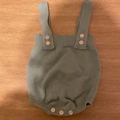 オリーブグリーン コットンロンパース 73cm