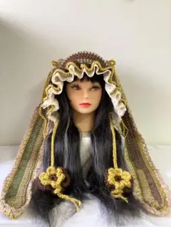うさ耳ニット帽　猫耳ニット帽　ハンドメイド 森ガール　y2k ボンネット　☺︎