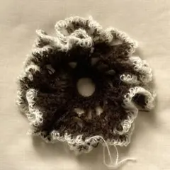 mohair chouchou - brown x butter yellow