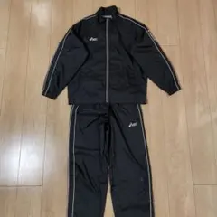 【美品】asics　ジャージ　ウインドブレーカー　上下　黒　ブラック　Sサイズ