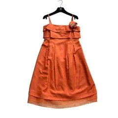 エメ　パーティードレス　ワンピース　膝丈　結婚式　二次会　お花付き　オレンジ　9