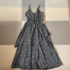 フラワープリント キャミワンピース ロング