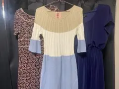 ボーダー七分袖ワンピース　3点