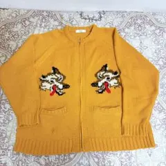 inherit オオカミ　ニットセーター　アニマル柄