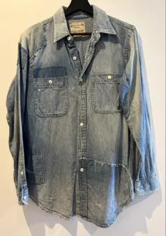 Polo デニムパッチワーク長袖シャツ