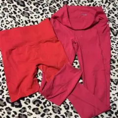 Fabletics 赤 ヨガパンツ　セット　ジム　スポーツウェア　セット　M