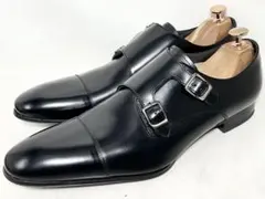 美品展示品 日本製 REGAL 27 レザーモンクストラップシューズ 黒 ドレス