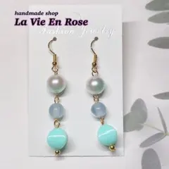 ≪309 パールターコイズ≫ハンドメイドレジンピアス 400円 - メルカリ