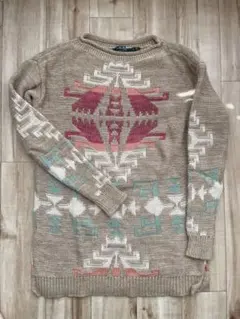 【美品】ラルフローレン XS ネイティブ柄デザインニット