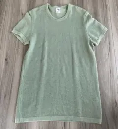 ZARA クルーネック Tシャツ ライトグリーン Lサイズのサムネイル