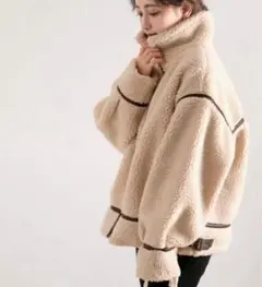 classicalelf ボアレザーパイピングステンカラージャケット