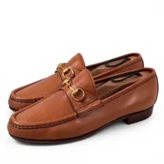 グッチ 37.5 24.5 ホースビット ローファー レザー 本革 ブラウン 茶