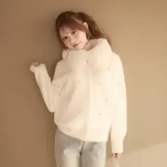 TITTY&CO. ビジュー付きファージャケット アイボリー 試着のみ