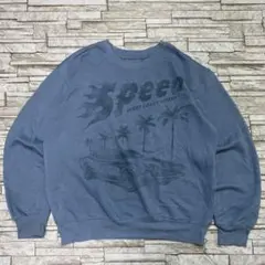 ヴィンテージ スウェット SPEED レーシングロゴ カーレース ライトブルー