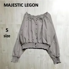 MAJESTIC LEGON 花柄刺繍ギャザーブラウス グレージュ S ◯のサムネイル