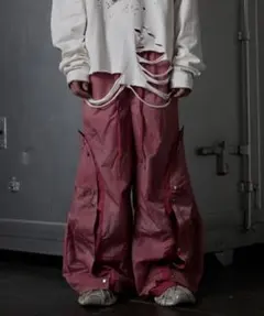 GRANCY Button Layered　ボタンレイヤードデザインパンツ GRANCY パンツ 「GRANCY」Button Layered Design Nylon Pants / ボタン