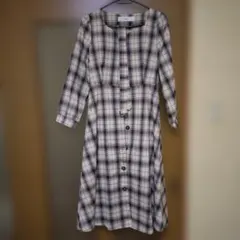 tocco closet ベージュ系チェック ワンピース M
