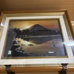 富士山 日本画 冨田立山 漆絵 赤富士 開運 - メルカリ