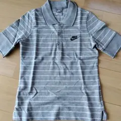 Nike グレー ストライプ ポロシャツ Sサイズ