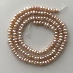 C-477 淡水パール 小粒 ロンデル 薄オレンジ~ピンク系 1連 約40センチ