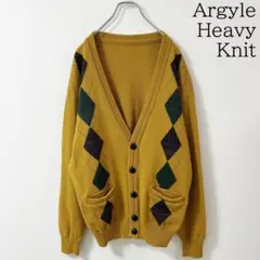 Vintage　アーガイル柄　肉厚　厚手　ヘヴィウェイト　ニット　カーディガン