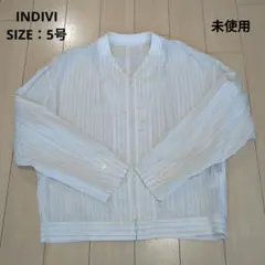 【未使用】　INDIVI 5号 シアー ブルゾン ホワイト ストライプのサムネイル