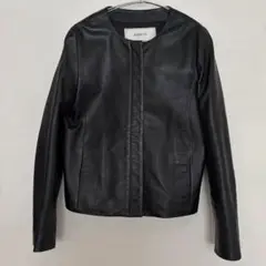 【ROUGE Vif】ラムレザー ノーカラージャケット ブラック サイズ38