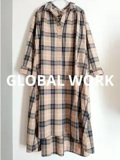 GLOBAL WORK チェック柄 シャツワンピース Мサイズ