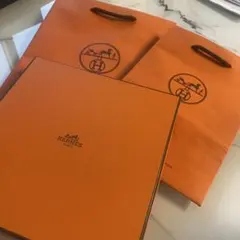 【新品】HERMES オレンジ色 紙袋ギフト箱セット