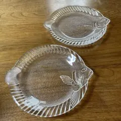 曽我ガラス　魚型 ガラス皿 2枚セット プレート　カレイのサムネイル