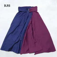 C3-4247　フレアスカート　バイカラー　ベルト付き　F【アールピーエス】