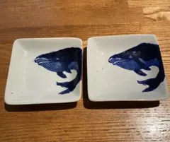 クジラ柄 角皿 2枚セット 豆皿 和食器