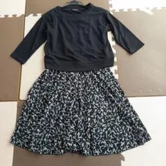 COMME CA ISM　ワンピと七分袖の二枚会わせ着　M　ブラック