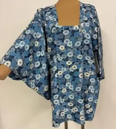 レトロ　道行コート　花柄模様　着物
