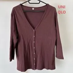 ユニクロ　綿カーディガン　XL エンジ色