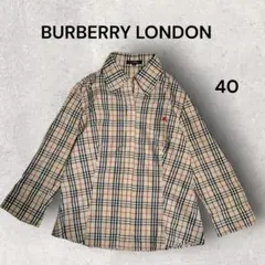 バーバリー BURBERRY LONDON チェック ロゴ刺繍 40 ブラウス